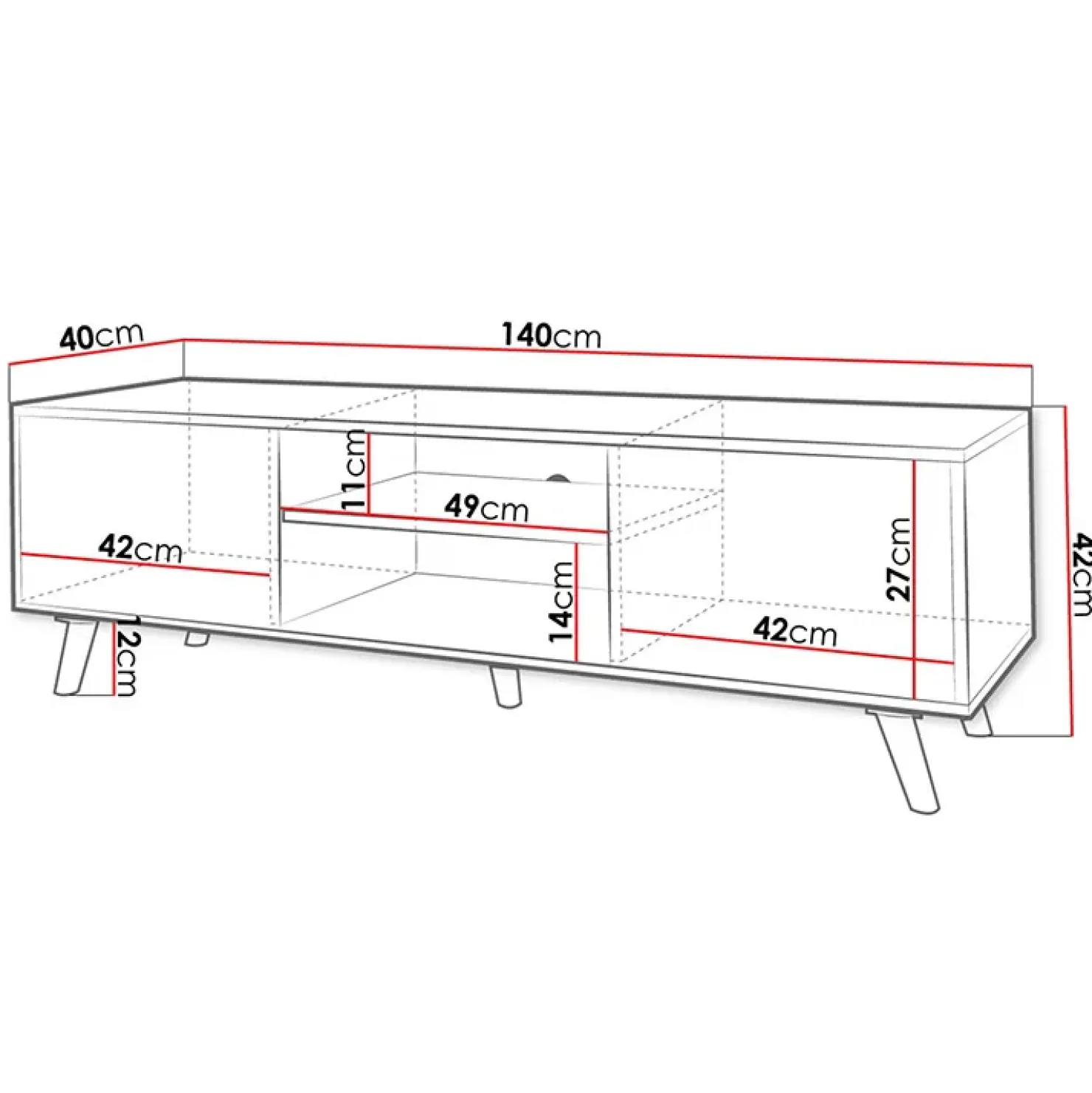 Garnero Arredamenti Mobile porta TV 140x42h cm 2 ante 2 vani a giorno bianco Nyborg Hot