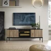 Garnero Arredamenti Mobile porta TV 153x56h cm 3 ante moderno nero rovere antico cannettato Bali Best
