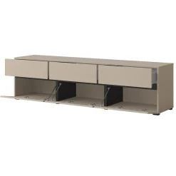 Garnero Arredamenti Mobile porta TV 180x48h cm 3 ante a ribalta 3 cassetti nero Lolla Tortora Outlet