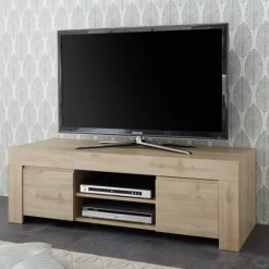 Garnero Arredamenti Mobile porta TV 138x44h cm 2 ante 2 vani moderno chiaro Halston Rovere Best