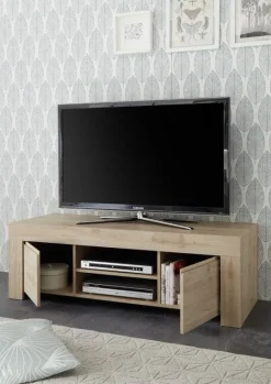 Garnero Arredamenti Mobile porta TV 138x44h cm 2 ante 2 vani moderno chiaro Halston Rovere Best