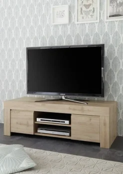 Garnero Arredamenti Mobile porta TV 138x44h cm 2 ante 2 vani moderno chiaro Halston Rovere Best