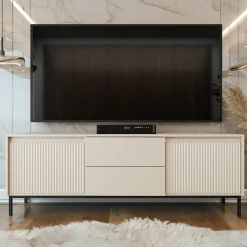 Garnero Arredamenti Mobile porta tv 174x60h cm 2 ante 2 cassetti cannettato beige Strike Discount