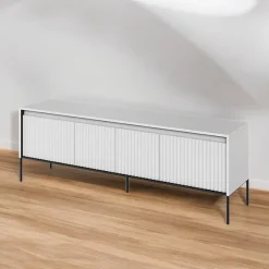 Garnero Arredamenti Mobile porta TV 167x56h cm  2 ante led cannettato nero Camelia Bianco Opaco Clearance