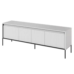 Garnero Arredamenti Mobile porta TV 167x56h cm  2 ante led cannettato nero Camelia Bianco Opaco Clearance