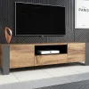 Garnero Arredamenti Mobile porta TV 180x48h cm 2 ante 1 cassetto legno antracite Tampere Clearance