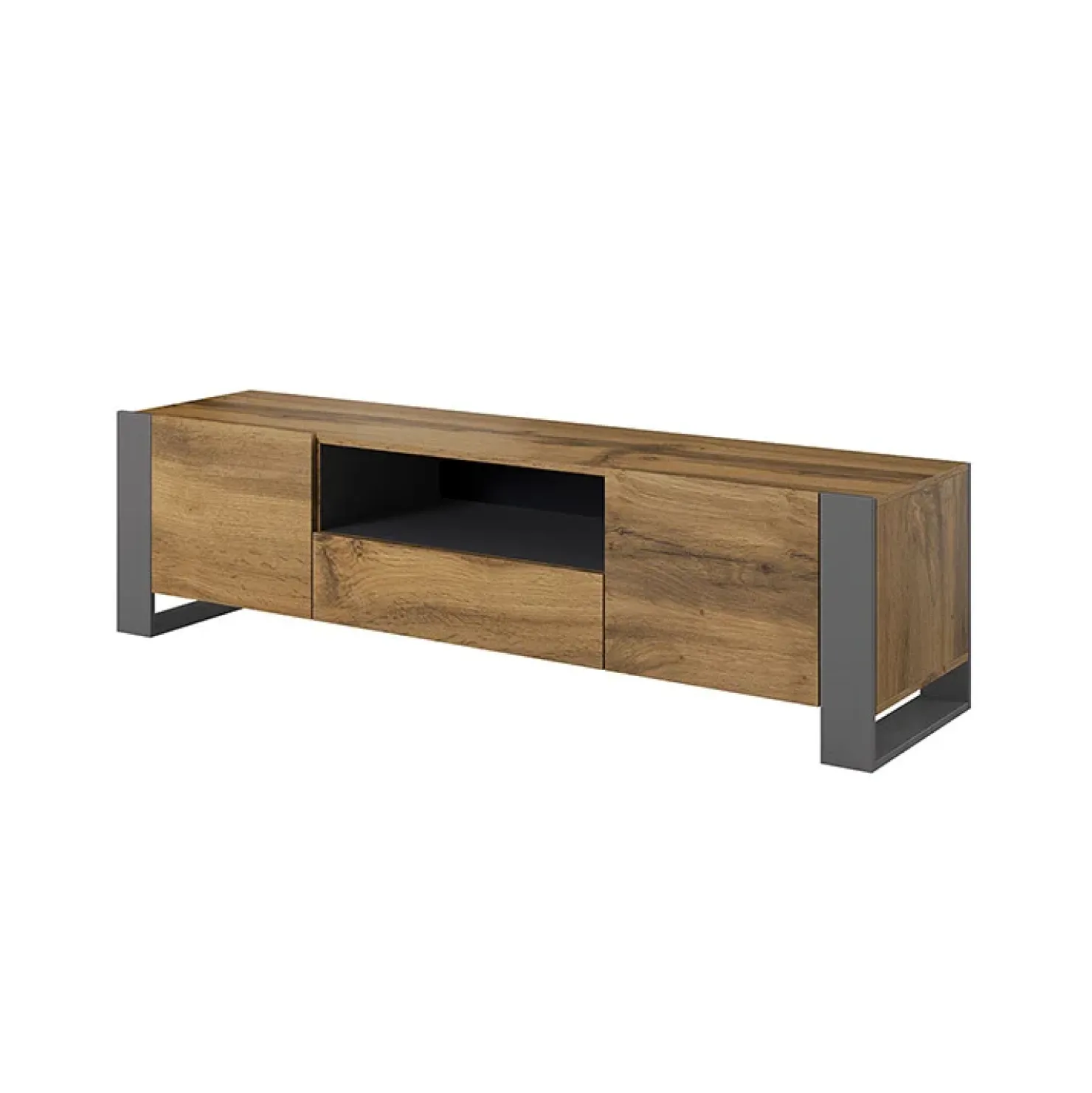 Garnero Arredamenti Mobile porta TV 180x48h cm 2 ante 1 cassetto legno antracite Tampere Clearance