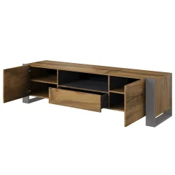 Garnero Arredamenti Mobile porta TV 180x48h cm 2 ante 1 cassetto legno antracite Tampere Clearance