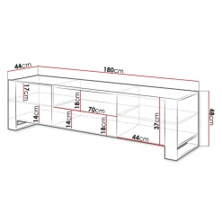 Garnero Arredamenti Mobile porta TV 180x48h cm 2 ante 1 cassetto legno antracite Tampere Clearance
