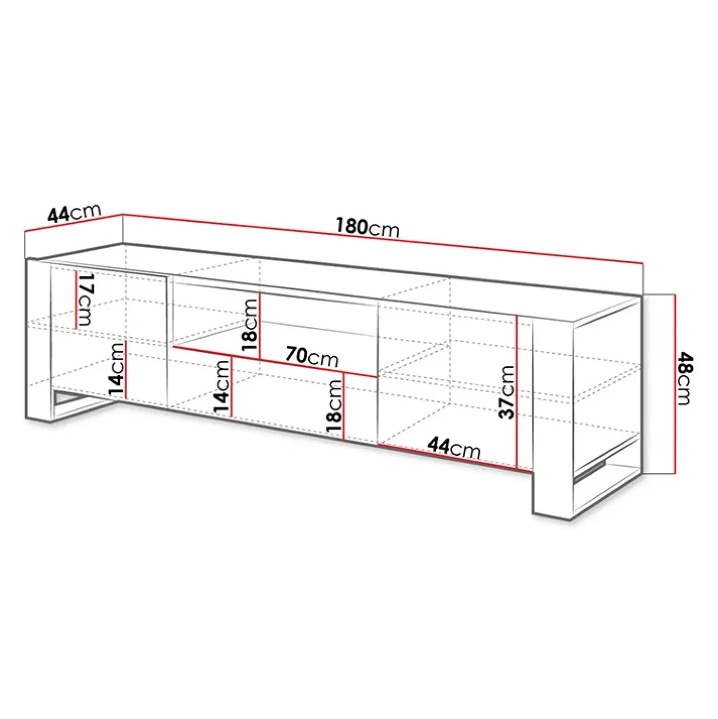 Garnero Arredamenti Mobile porta TV 180x48h cm 2 ante 1 cassetto legno antracite Tampere Clearance