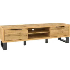 Garnero Arredamenti Mobile porta TV 180x50h cm 2 ante soggiorno quercia metallo nero Petra