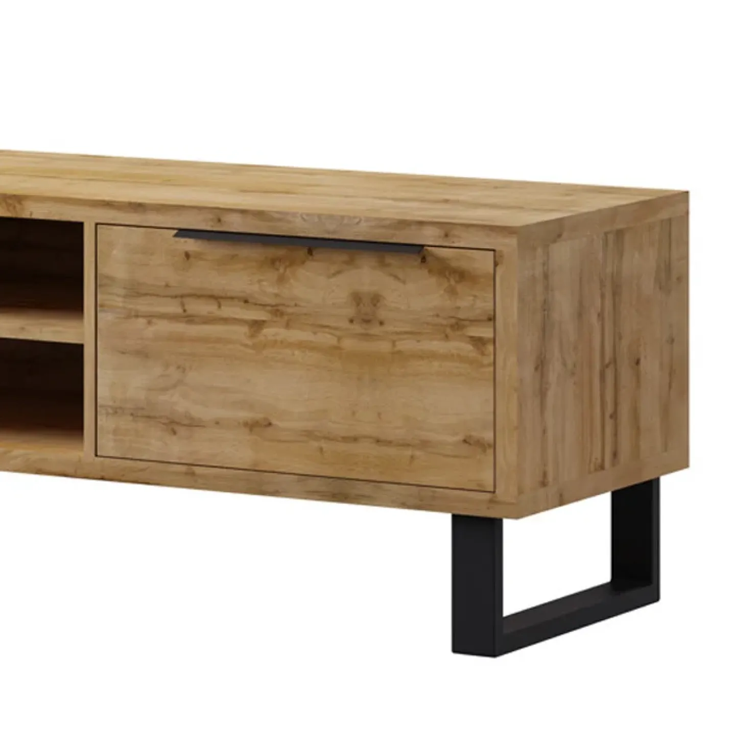Garnero Arredamenti Mobile porta TV 180x50h cm 2 ante soggiorno quercia metallo nero Petra