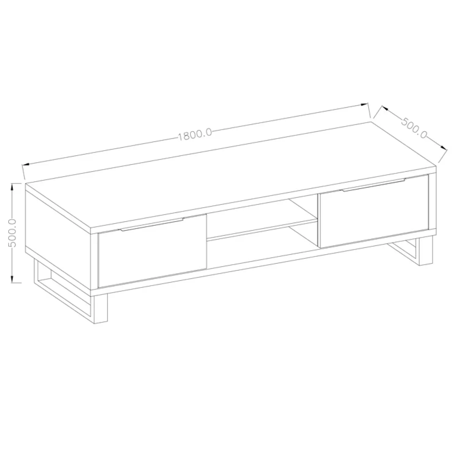 Garnero Arredamenti Mobile porta TV 180x50h cm 2 ante soggiorno quercia metallo nero Petra