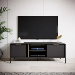 Garnero Arredamenti Mobile porta TV 153x53h cm 2 ante 2 vani moderno antracite Nebula Best