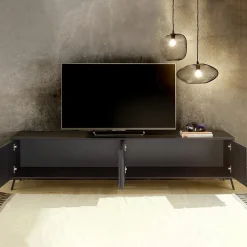 Garnero Arredamenti Mobile porta TV 205x48h cm 4 ante Tosca Nero Frassinato Sale