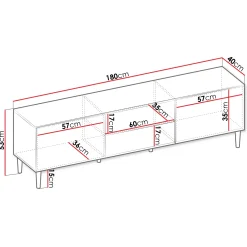 Garnero Arredamenti Mobile porta tv 180x53h cm 2 ante 2 vani a giorno cannettato nero Flippo Online