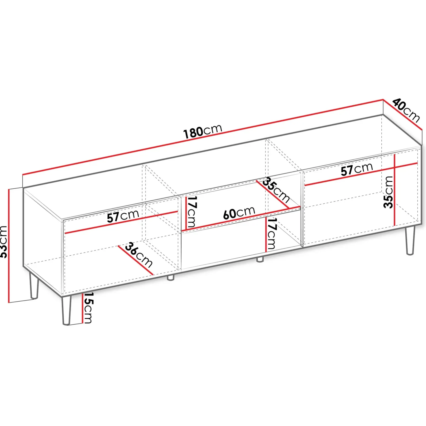 Garnero Arredamenti Mobile porta tv 180x53h cm 2 ante 2 vani a giorno cannettato nero Flippo Online