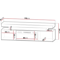 Garnero Arredamenti Mobile porta TV 190x59h cm 2 ante con caminetto con LED bianco Lumus Bianco Lucido Hot