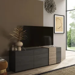 Garnero Arredamenti Mobile porta TV 181x59h cm 3 ante titanio rovere Universal Antracite - Rovere Online