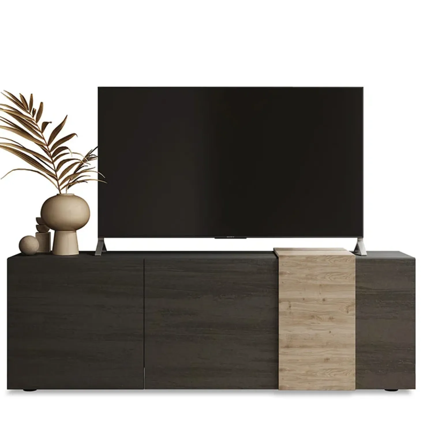 Garnero Arredamenti Mobile porta TV 181x59h cm 3 ante titanio rovere Universal Antracite - Rovere Online