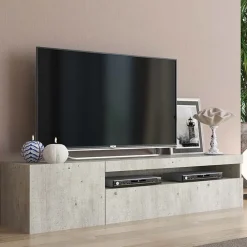 Garnero Arredamenti Mobile porta TV 155x37h cm 1 anta soggiorno Light Small Gihome® Cemento Discount