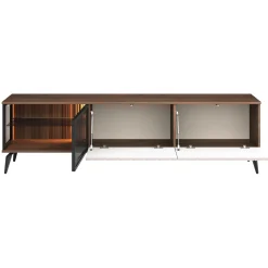 Garnero Arredamenti Mobile porta tv 180x50h cm 3 ante con LED cannettato noce beige Evelina Outlet