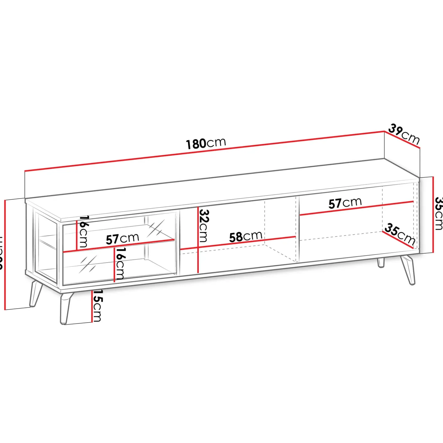 Garnero Arredamenti Mobile porta tv 180x50h cm 3 ante con LED cannettato noce beige Evelina Outlet