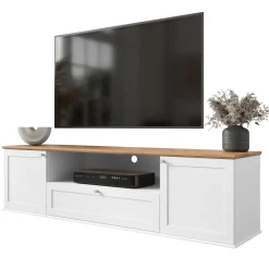 Garnero Arredamenti Mobile porta TV 182x48h cm 2 ante bianco rovere Relaxio Online