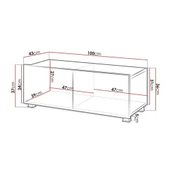 Garnero Arredamenti Mobile porta TV 100x37h cm 2 ante Mons Nero Lucido Clearance