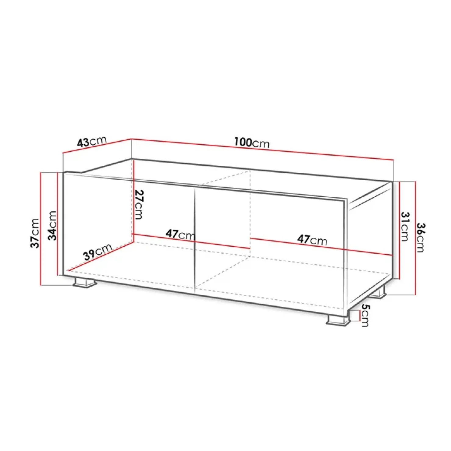 Garnero Arredamenti Mobile porta TV 100x37h cm 2 ante Mons Nero Lucido Clearance