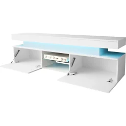 Garnero Arredamenti Mobile porta TV 190x54h cm 2 ante con LED bianco Lumus Bianco Lucido Clearance