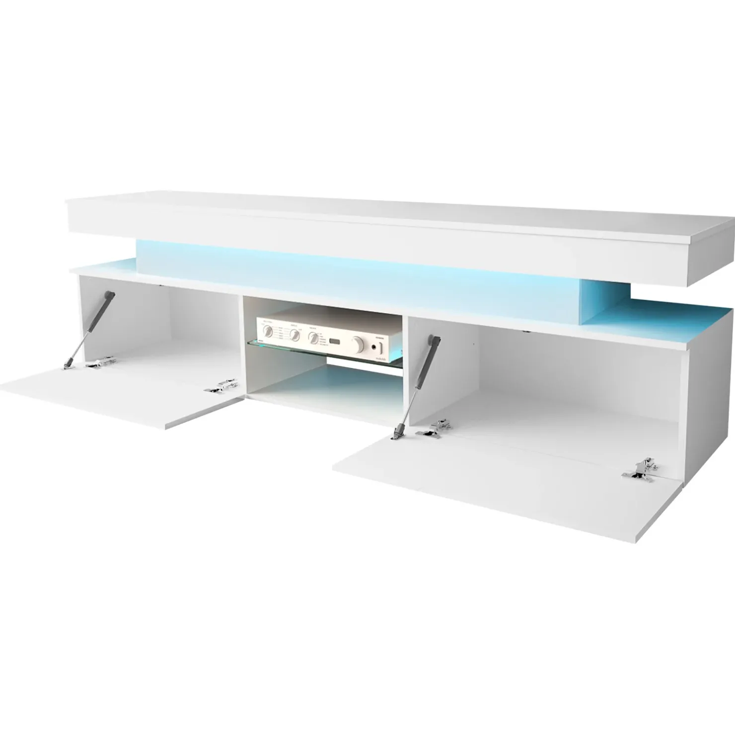 Garnero Arredamenti Mobile porta TV 190x54h cm 2 ante con LED bianco Lumus Bianco Lucido Clearance