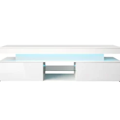 Garnero Arredamenti Mobile porta TV 190x54h cm 2 ante con LED bianco Lumus Bianco Lucido Clearance