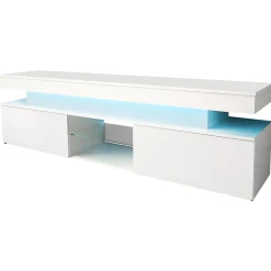 Garnero Arredamenti Mobile porta TV 190x54h cm 2 ante con LED bianco Lumus Bianco Lucido Clearance