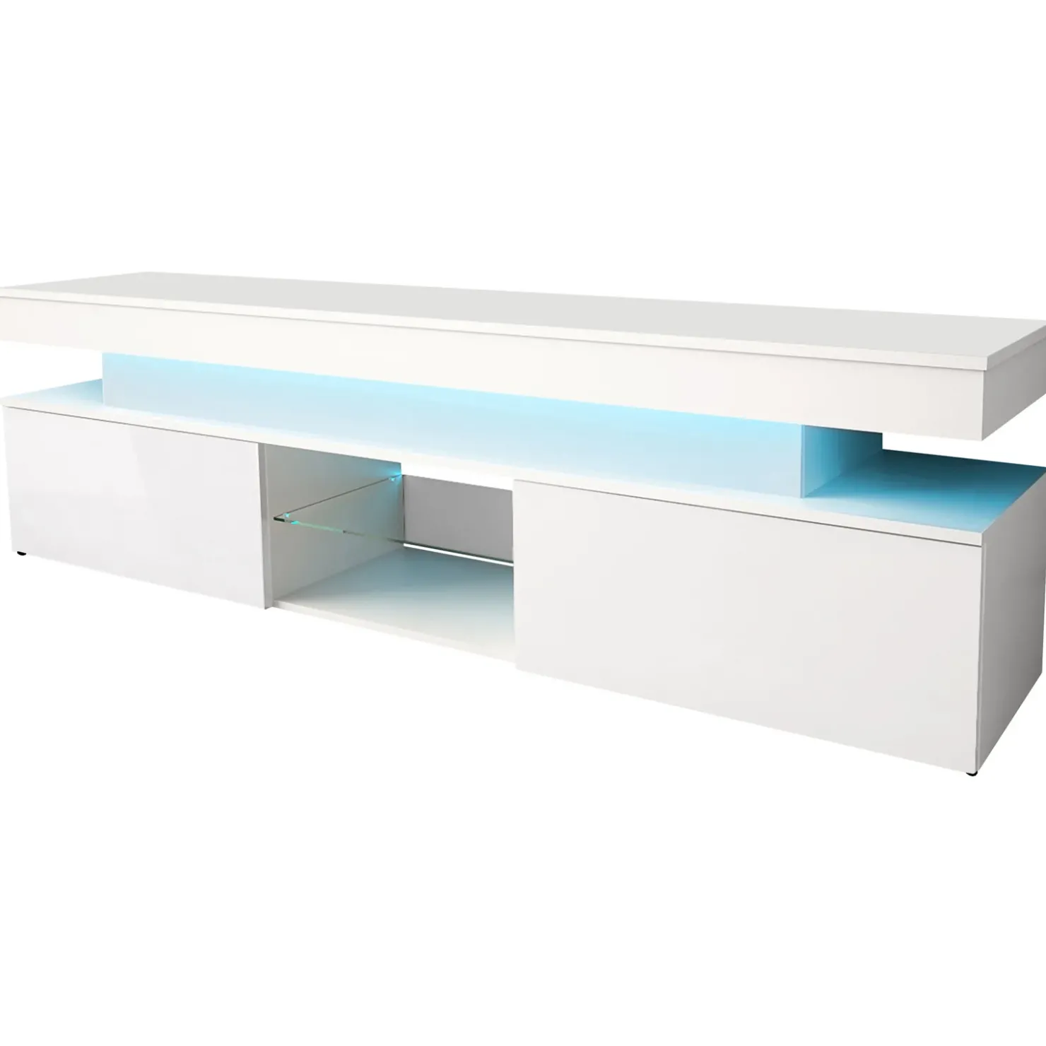 Garnero Arredamenti Mobile porta TV 190x54h cm 2 ante con LED bianco Lumus Bianco Lucido Clearance