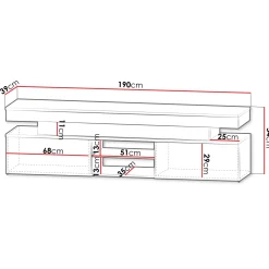 Garnero Arredamenti Mobile porta TV 190x54h cm 2 ante con LED bianco Lumus Bianco Lucido Clearance