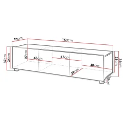 Garnero Arredamenti Mobile porta TV 150x37h cm 2 ante Mons Bianco Lucido Outlet