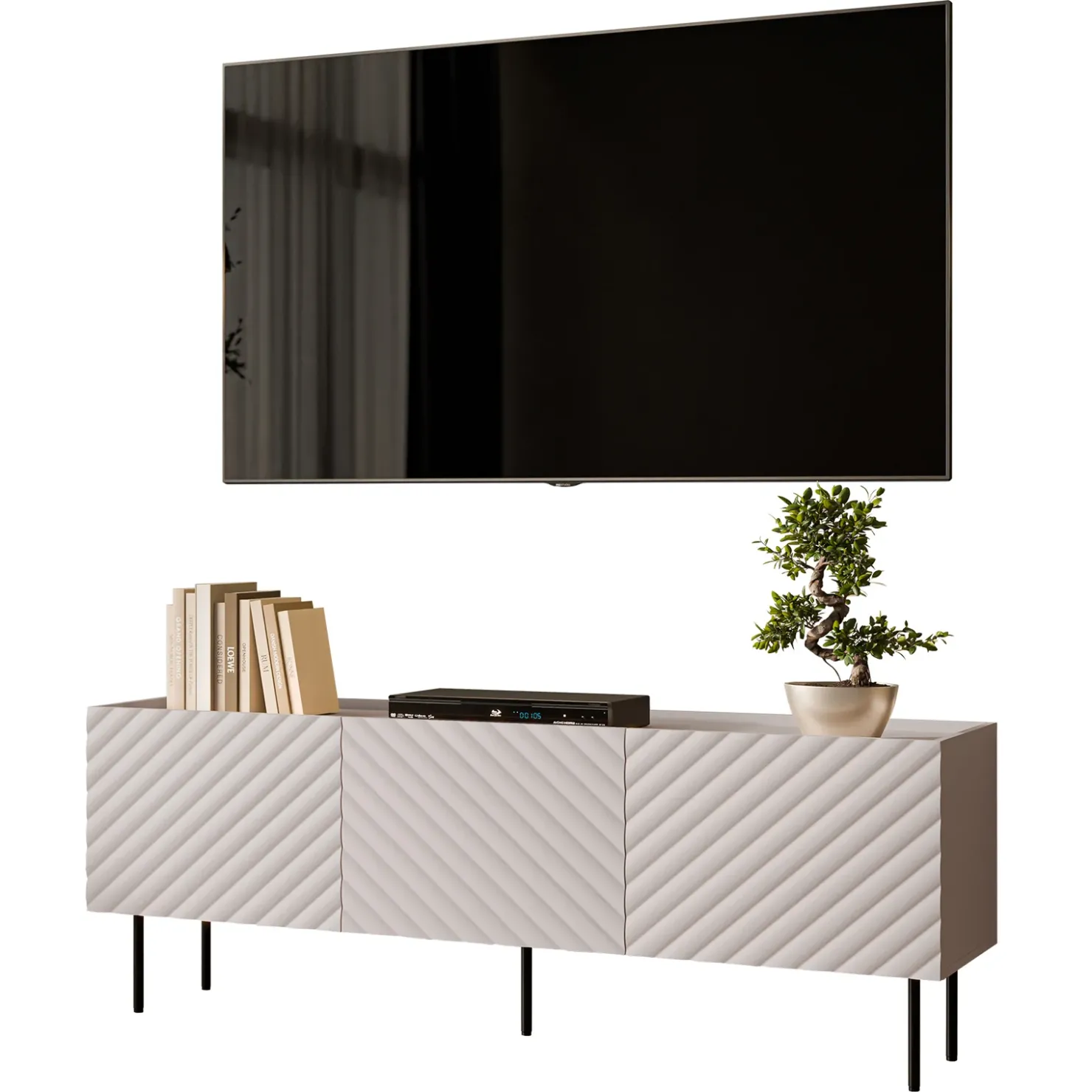 Garnero Arredamenti Mobile porta TV 166x59h cm 3 ante con frontali decorati Daniele Beige