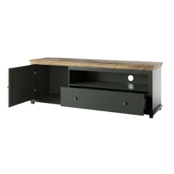 Garnero Arredamenti Mobile porta TV 181x61h cm 1 anta 1 cassetto moderno scuro quercia Texel Verde New