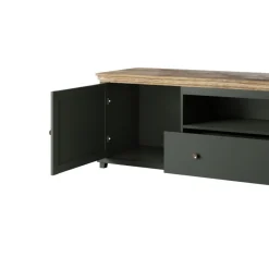 Garnero Arredamenti Mobile porta TV 181x61h cm 1 anta 1 cassetto moderno scuro quercia Texel Verde New