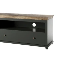 Garnero Arredamenti Mobile porta TV 181x61h cm 1 anta 1 cassetto moderno scuro quercia Texel Verde New