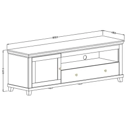 Garnero Arredamenti Mobile porta TV 181x61h cm 1 anta 1 cassetto moderno scuro quercia Texel Verde New