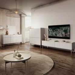 Garnero Arredamenti Mobile porta TV 181x50h cm 2 ante beige cannettato rovere Fioca Clearance