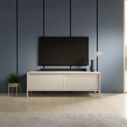 Garnero Arredamenti Mobile porta TV 154x54h cm 2 ante cannettato Ciar Beige Outlet