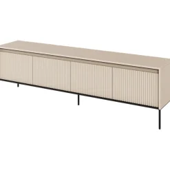 Garnero Arredamenti Mobile porta TV 193x56h cm 4 ante led cannettato nero Camelia Beige Best