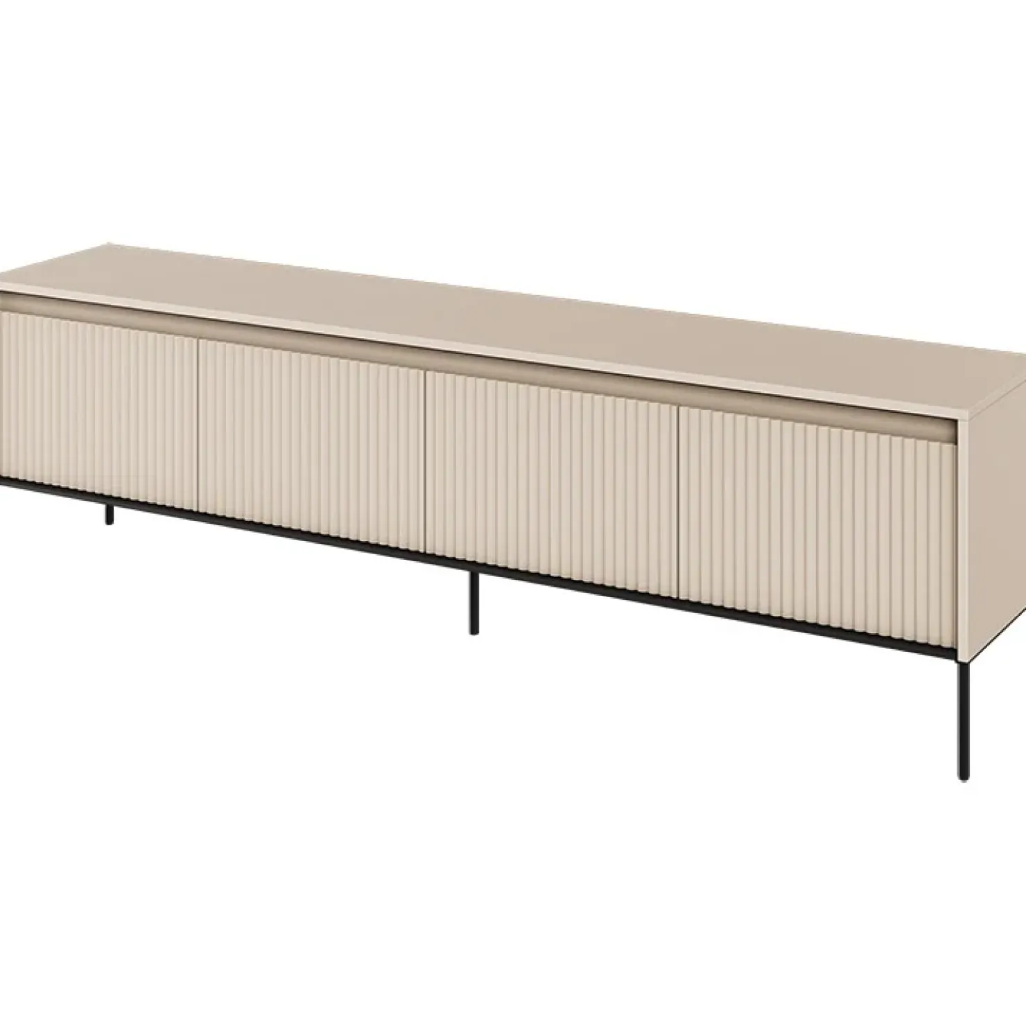 Garnero Arredamenti Mobile porta TV 193x56h cm 4 ante led cannettato nero Camelia Beige Best