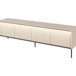 Garnero Arredamenti Mobile porta TV 193x56h cm 4 ante led cannettato nero Camelia Beige Best