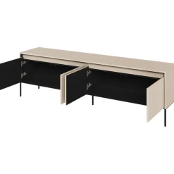 Garnero Arredamenti Mobile porta TV 193x56h cm 4 ante led cannettato nero Camelia Beige Best