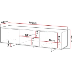 Garnero Arredamenti Mobile porta TV 180x55h cm 2 ante grigio Stone