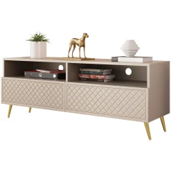 Garnero Arredamenti Mobile porta TV 150x57h cm 2 ante 2 vani con frontali decorati Simona Beige Hot